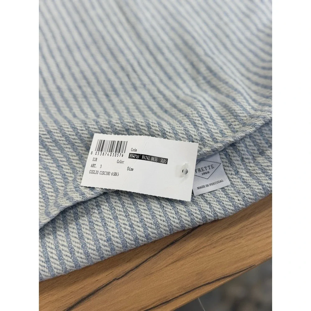 Frette Giglio Woven Euro Pillow‎ Cover 26x26 Light Blue Ivory NWT